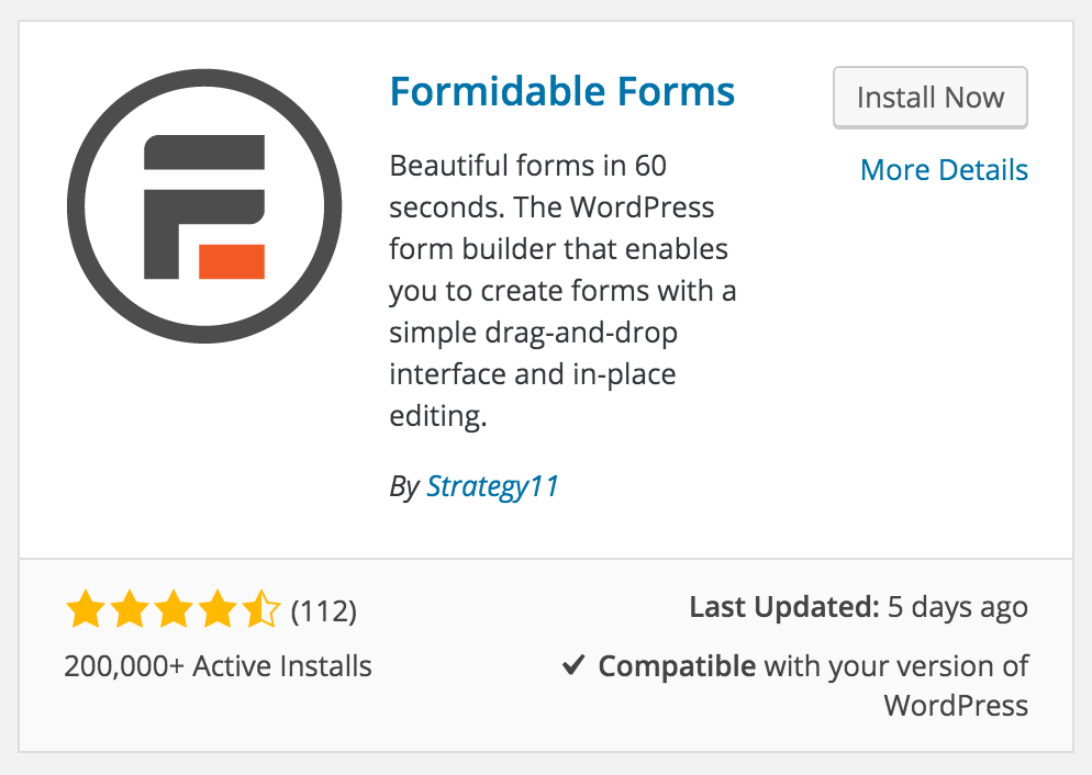 Formidable Forms Plugin