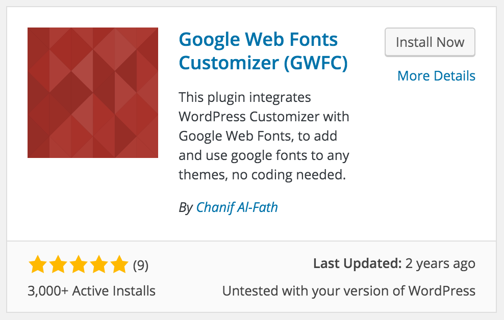 Google Web Font Customizer