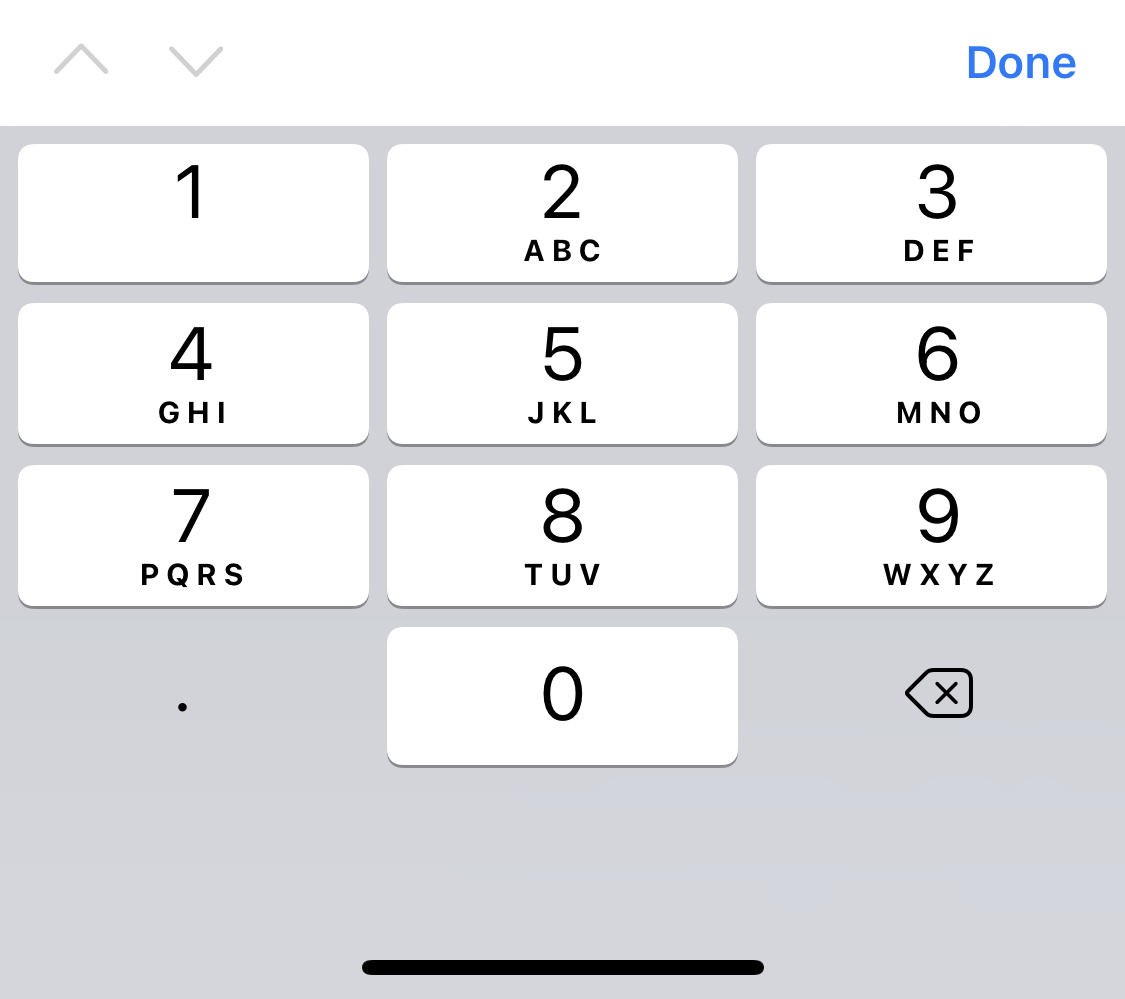 iOS keyboard: number