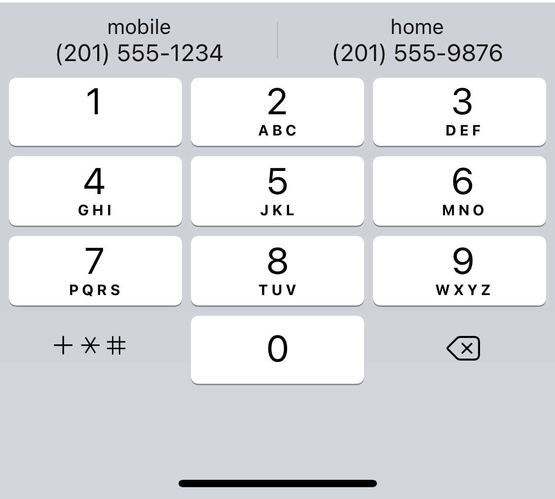 iOS keyboard: telephone